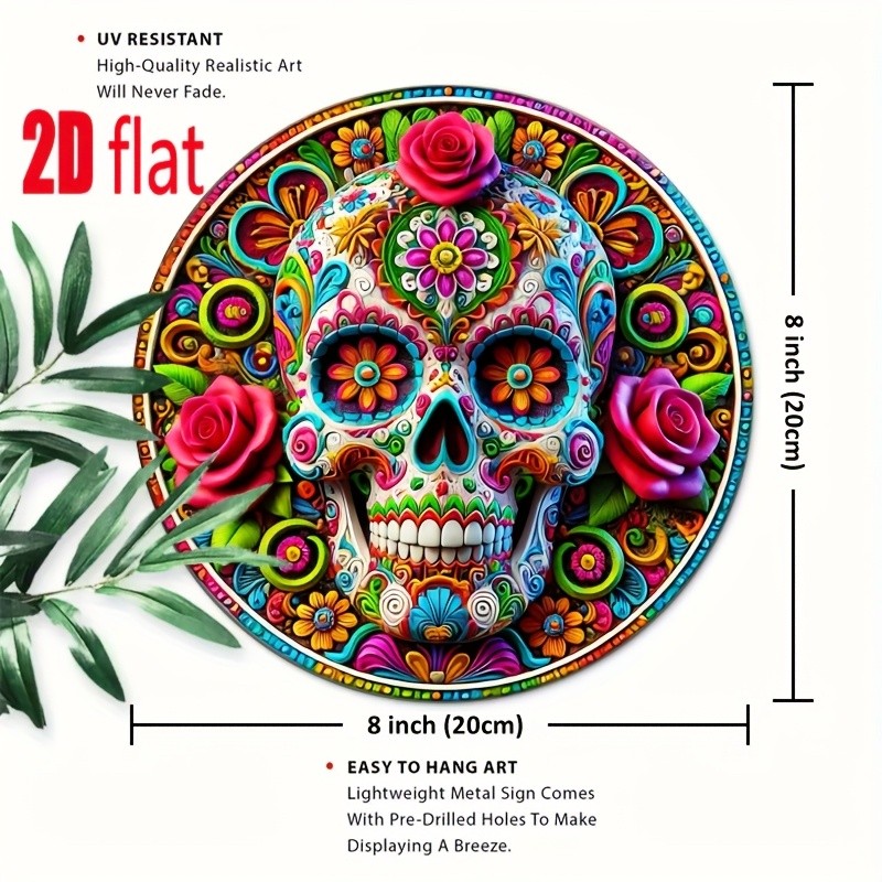 2D Flat 1pc Tin Metal Signs 8 X 8 Inches Mexican Carnival Themed Aluminum