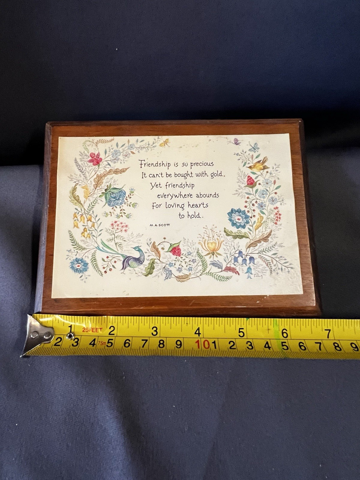 Vintage 1976 Floral Friendship Poem Wood Plaque Cottagecore Decor Gift