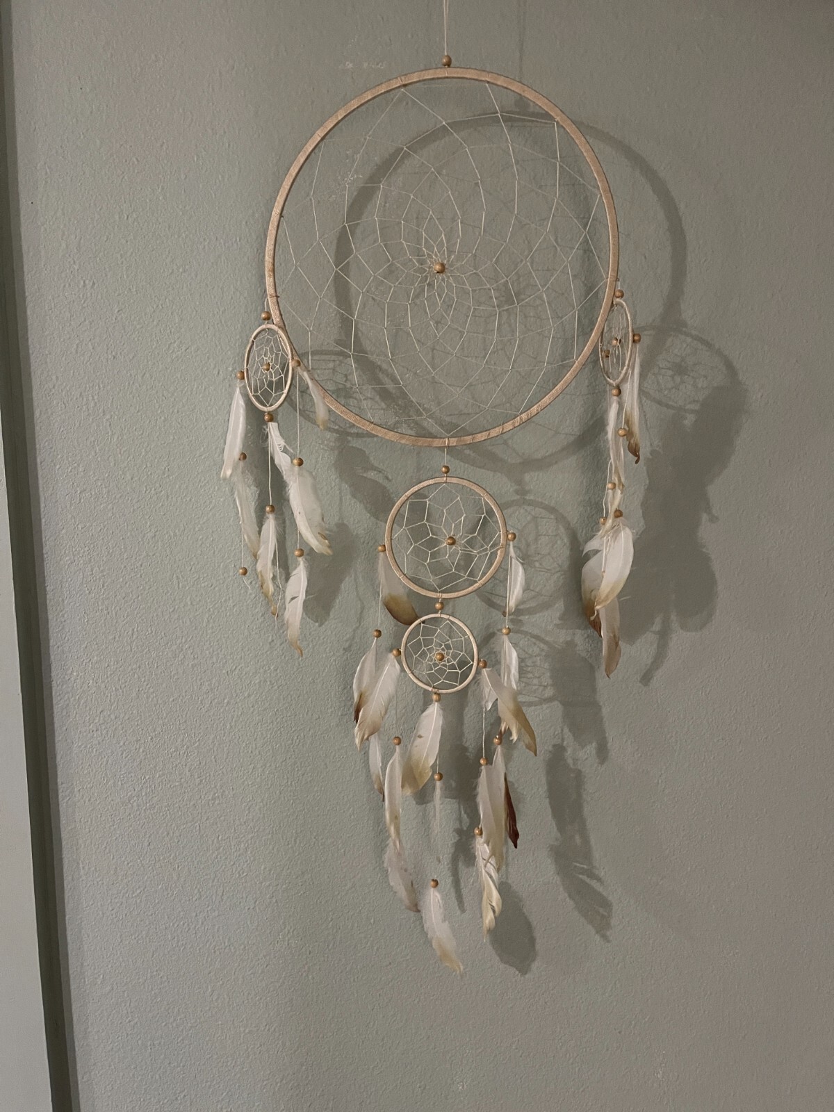 Feathered Dream Catcher Brown With Beige Weave Large 30″ x 12″