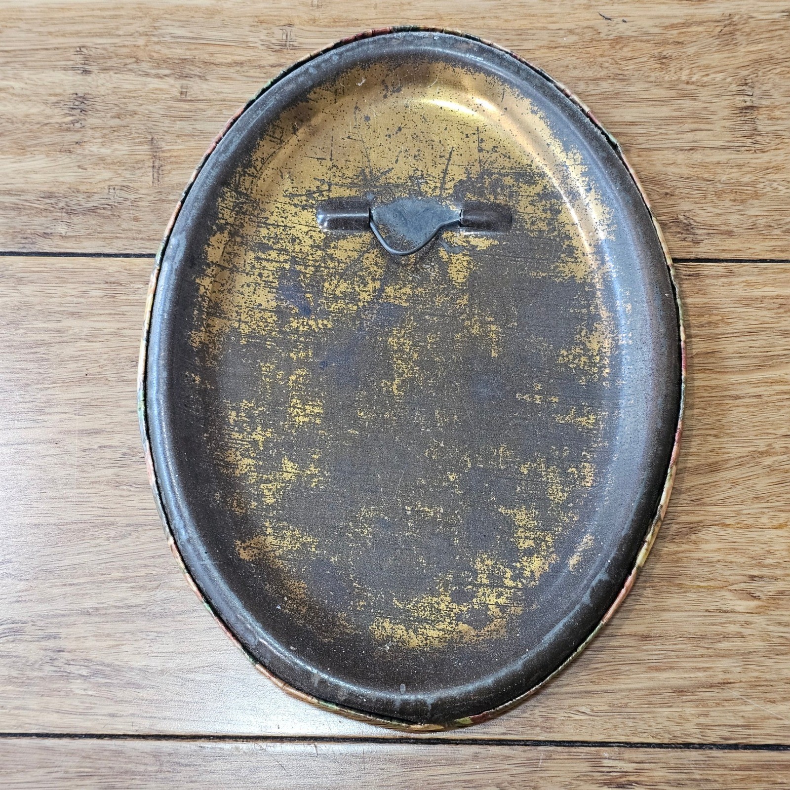 Antique Tin Celluloid Oval Photo Portrait Little Girl Wall Decor Art Vintage