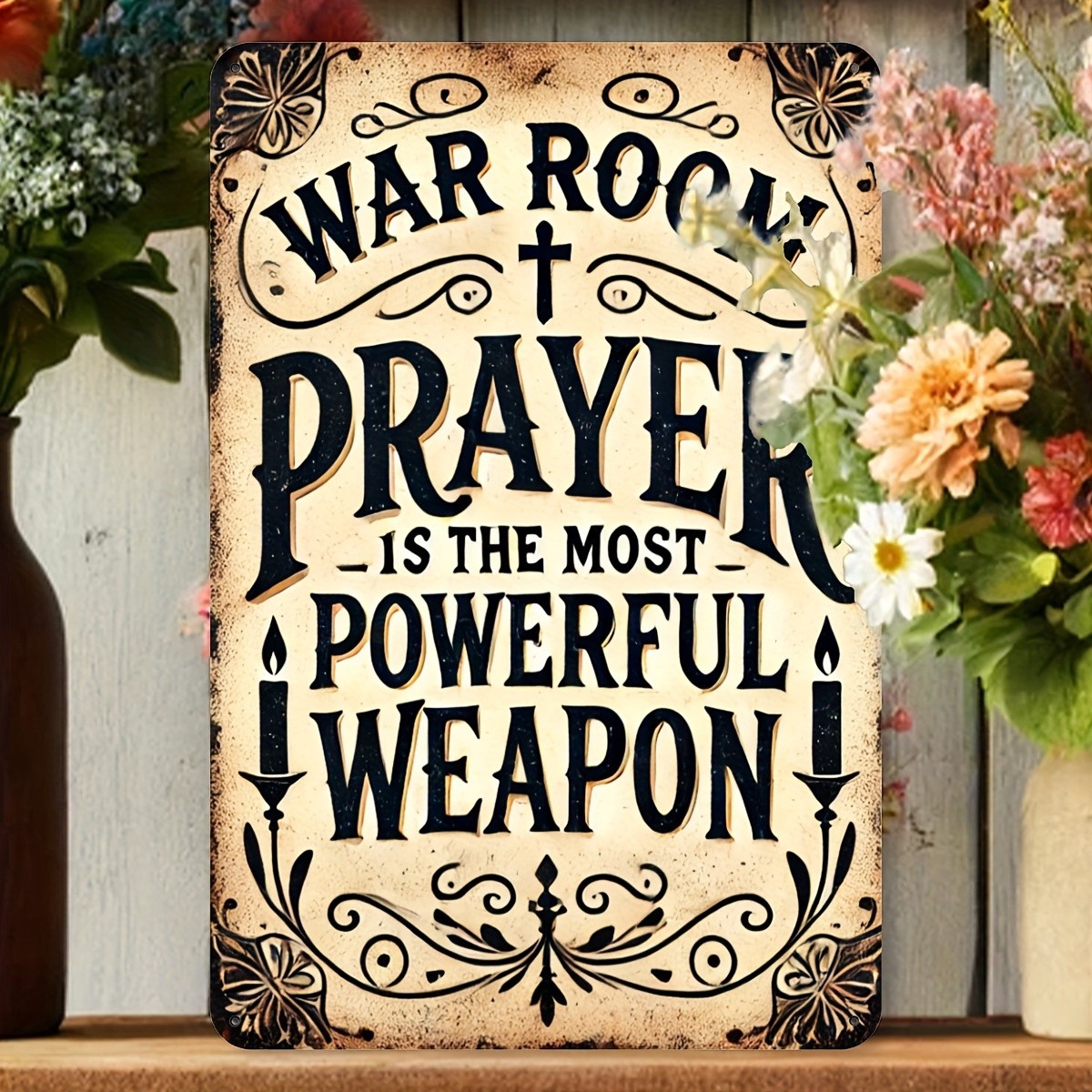 Tin Metal Signs metal Decorative Signs& Plaques, This Antique “War Room Pray