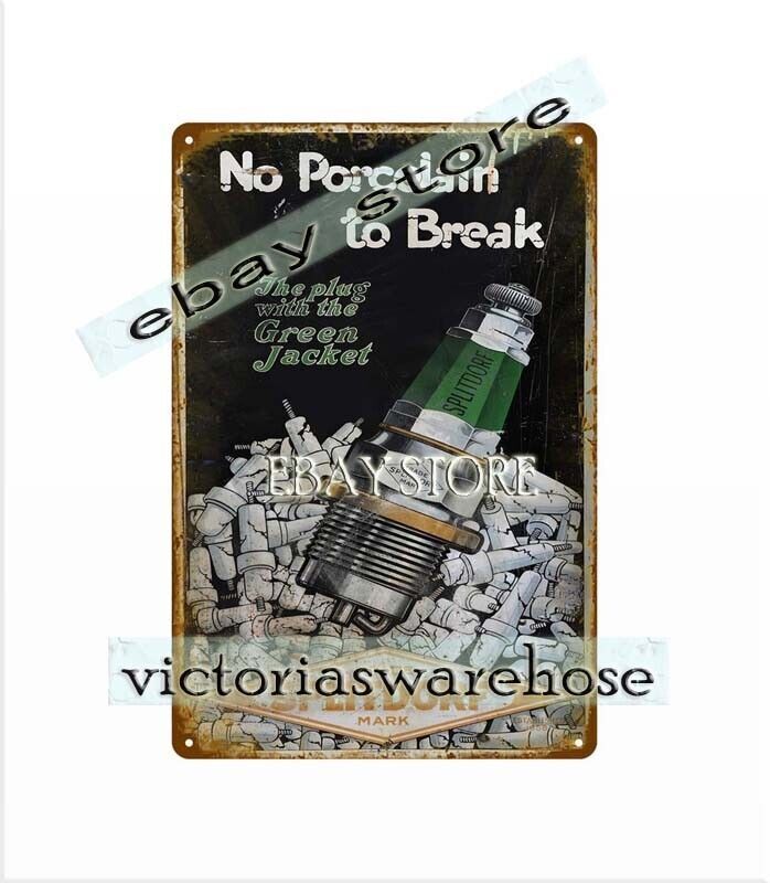 SPLITDORF spark plug NO PORCELAIN TO BREAK metal tin sign unframed wall decor