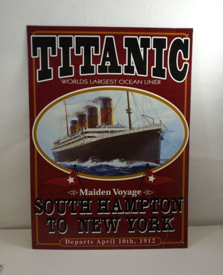 Vintage TITANIC MAIDEN VOYAGE Lightweight Metal Advertising Sign