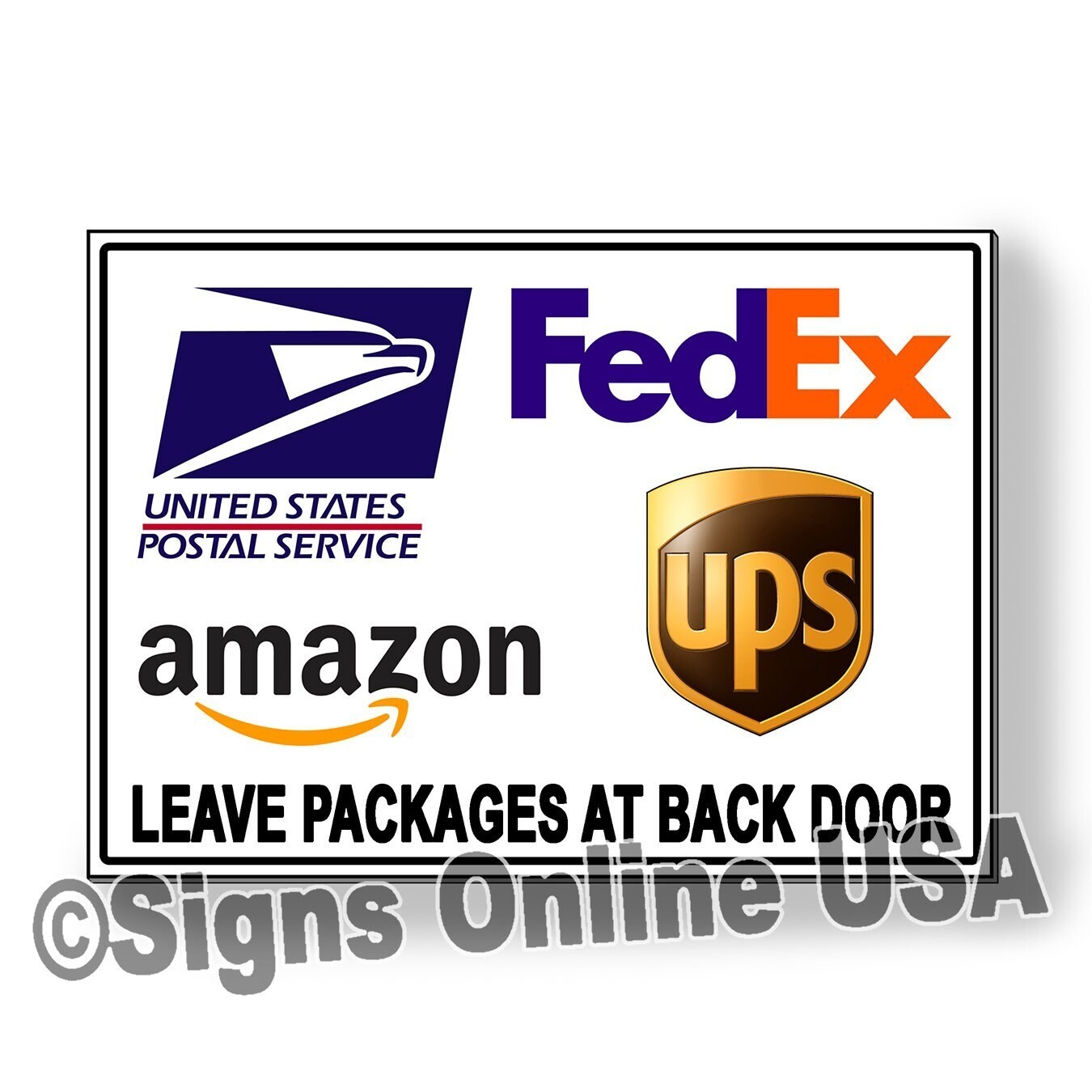 Delivery Instructions Please Deliver Packages To Back Door Sign / Decal MS102