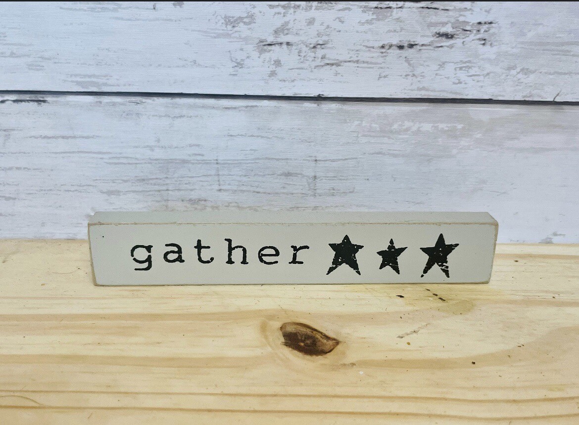 Gather Mini Wood Block Primitive Farmhouse Tier Tray Decor NEW