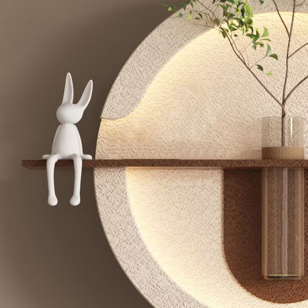 24 In. X 41 In. Light Coffee 3D Art Sculpture Wall Decor with Simulated Greenery