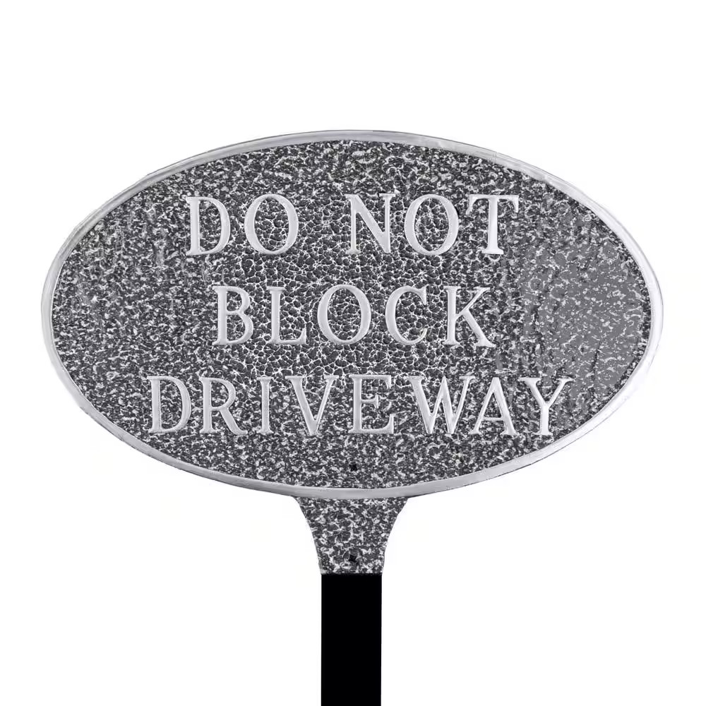 6 In. X 10 In. Small Oval Do Not Block Driveway Statement Plaque Sign with Lawn