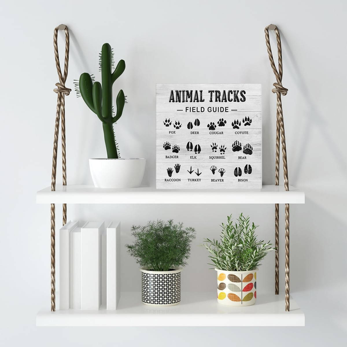 Hunting Room Decor, Wildlife Decor, Animal Tracks Field Guide Wooden Sign, Rusti