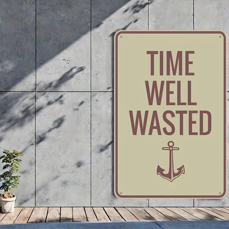 Vintage Anchor Metal Tin Sign 8×12 Inch Beige Brown