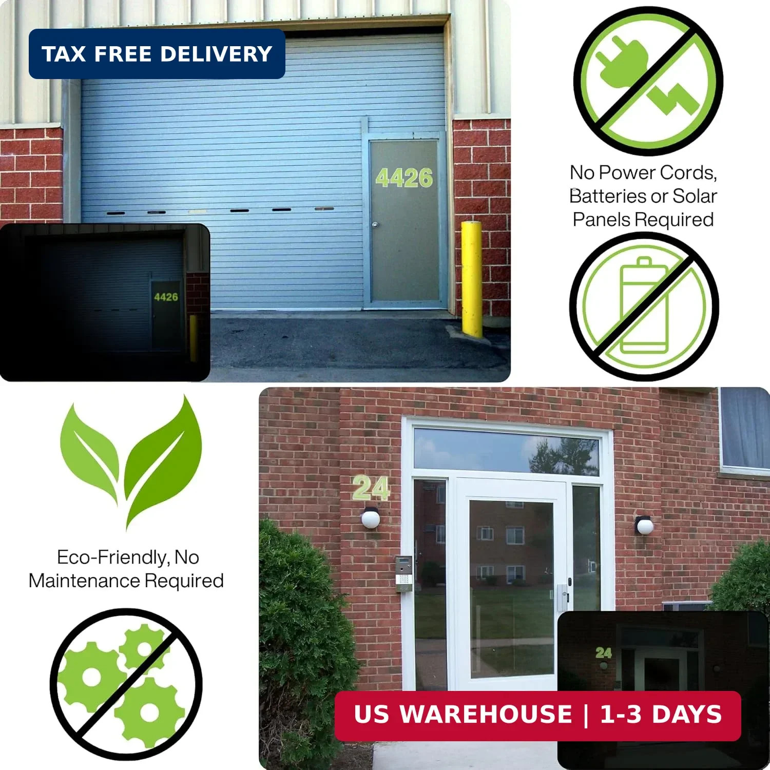 Solar House Numbers Waterproof – Self-Charging, No Batteries, No Solar Panels, 7