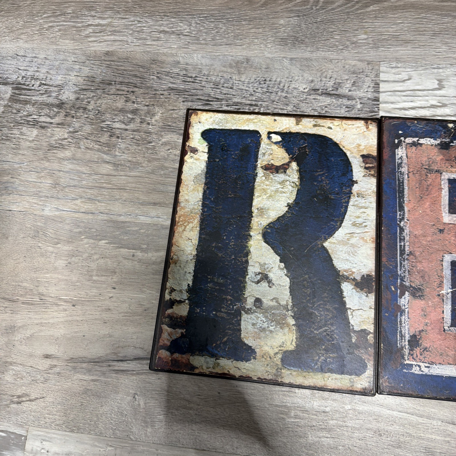 (3)Vintage Metal 9.5 x 7 inch Metal Letters