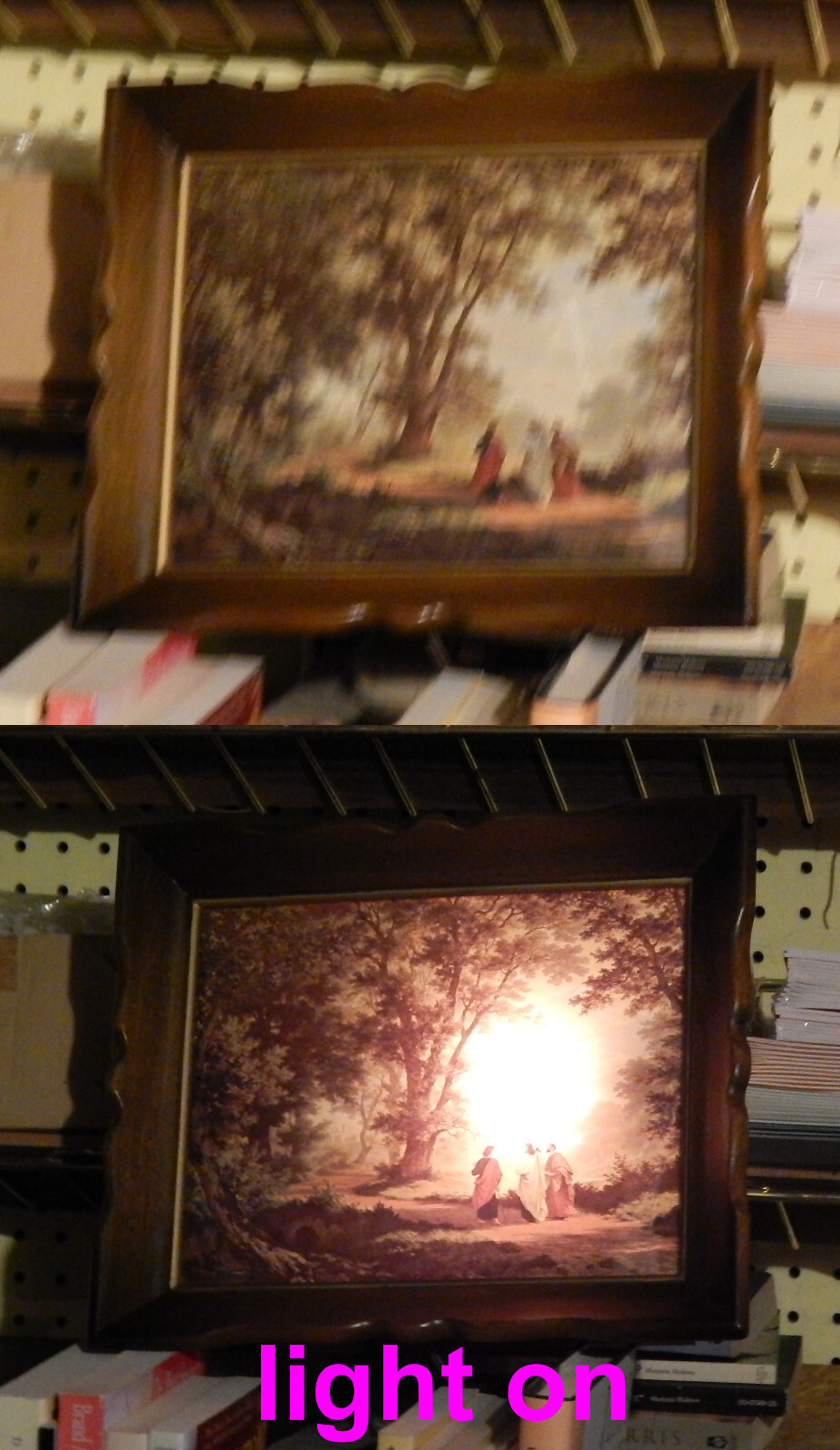 Vintage Lighted Road to Emmaus Picture in Wood Frame (12 1/2″ x 10 1/2″)