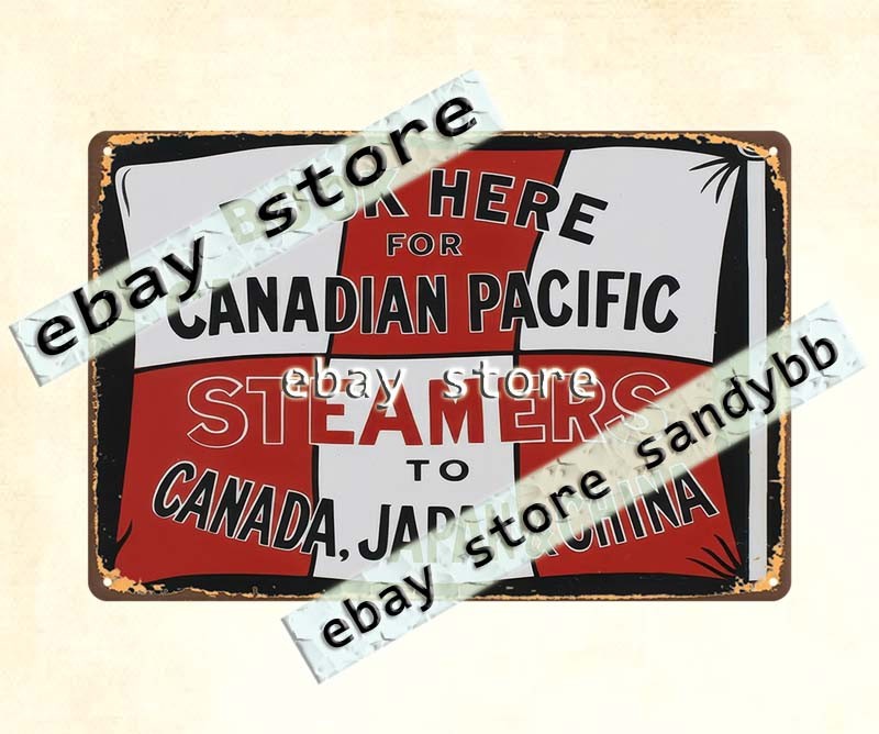 Canadian Pacific Steamers to Canada Japan China tin sign