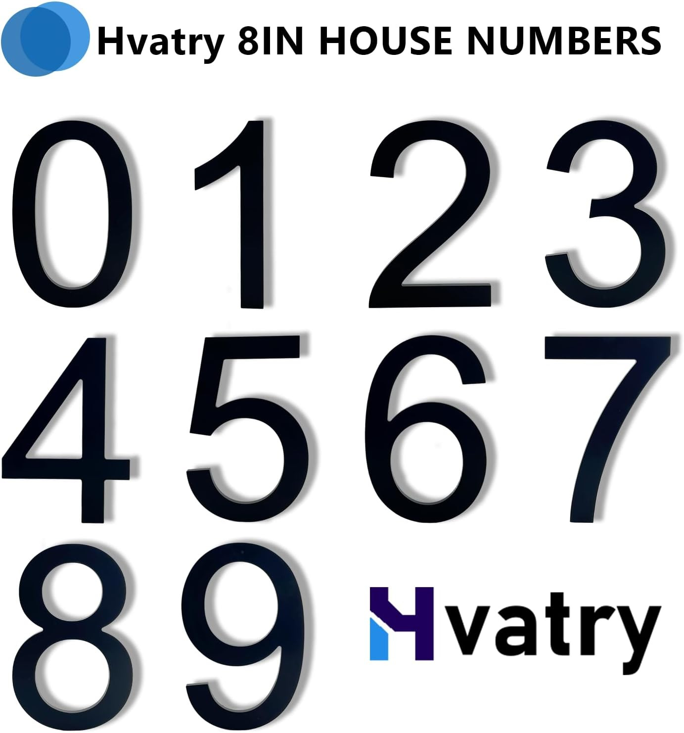 8 Inch Large Modern House Numbers for Outside, Easy Floating & Adhesive Back Ins