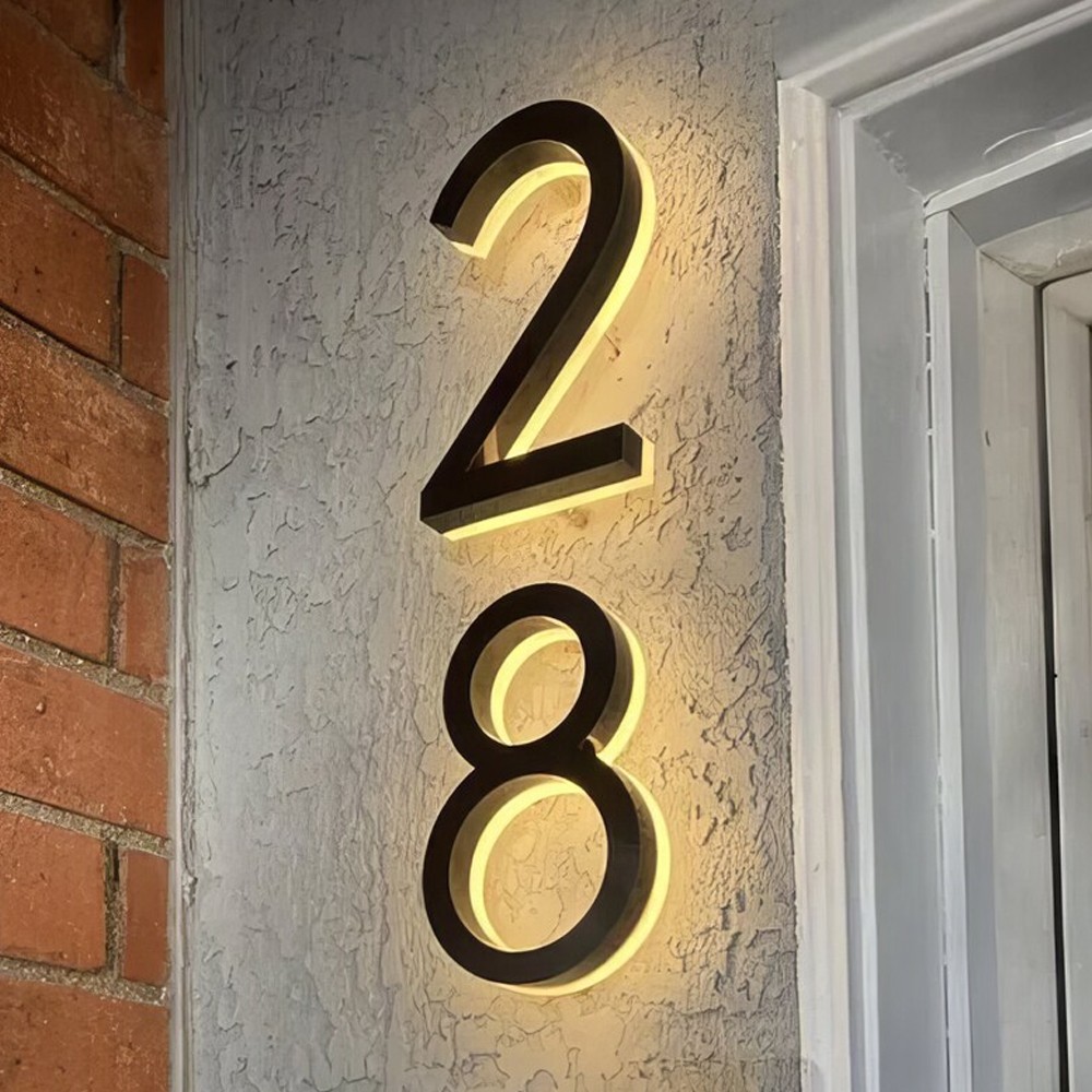 LED House Number Light Metal Illuminated House Sign Address Sign Home Door Sign
