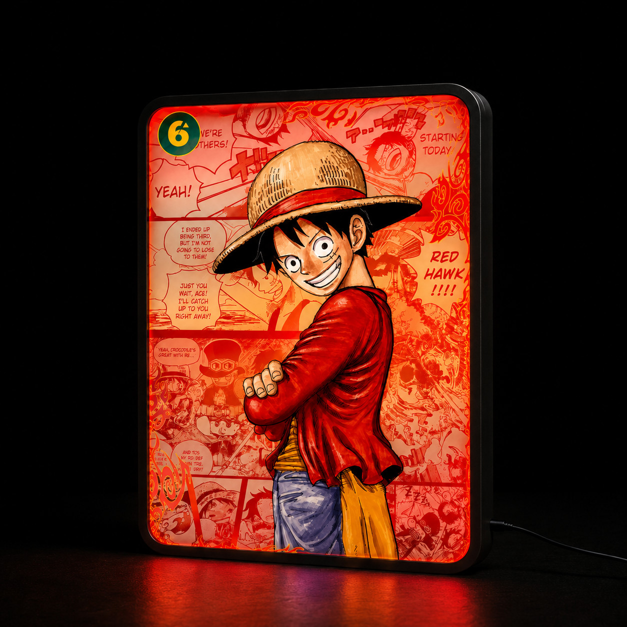 ONE PIECE TCG OP13 RED MANGA LUFFY NIGHT LIGHT ROOM LAMP 22CM USB ANIME GIFT 3D