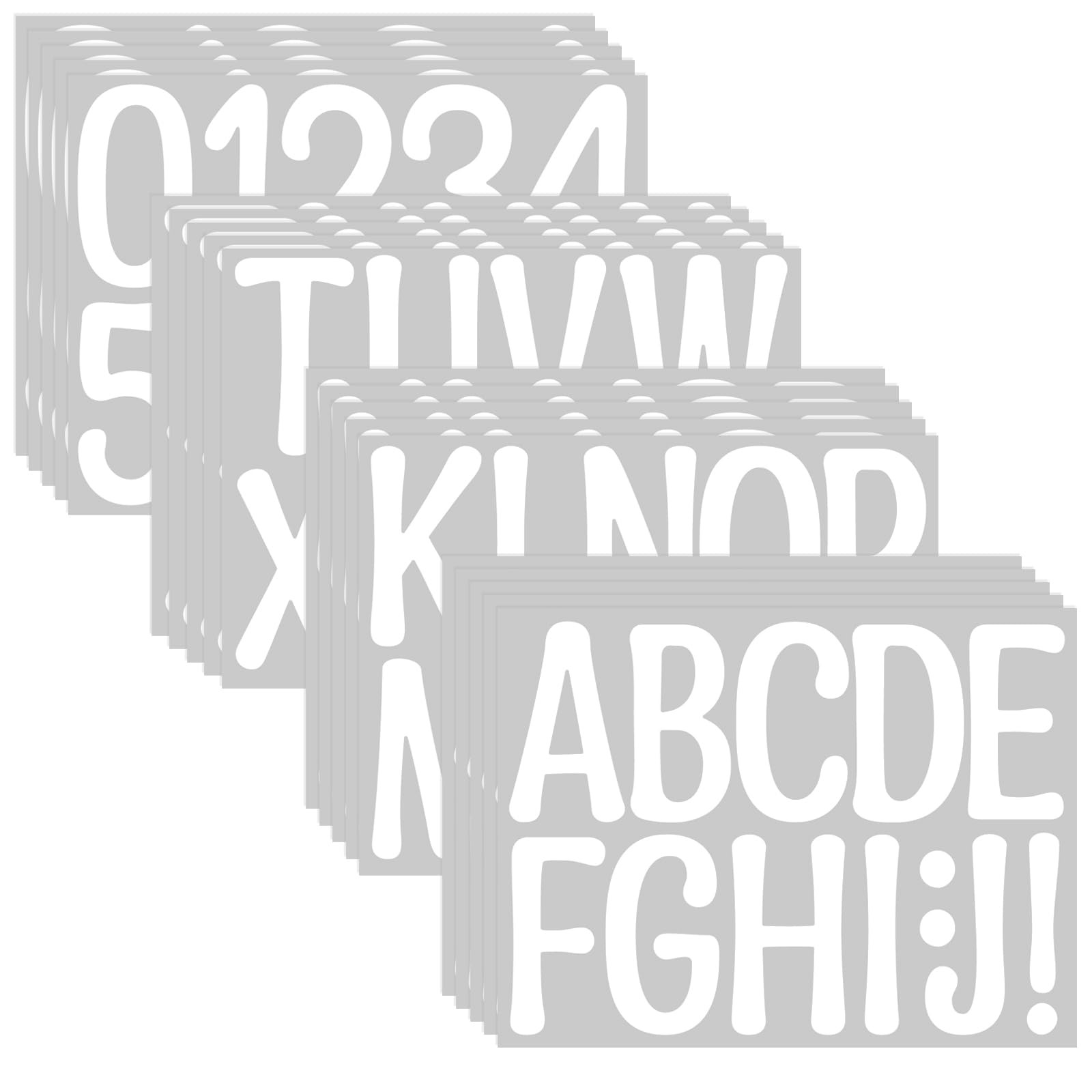 20 Sheets Alphabet Stickers 4 in Letter and Numbers 240PCS White