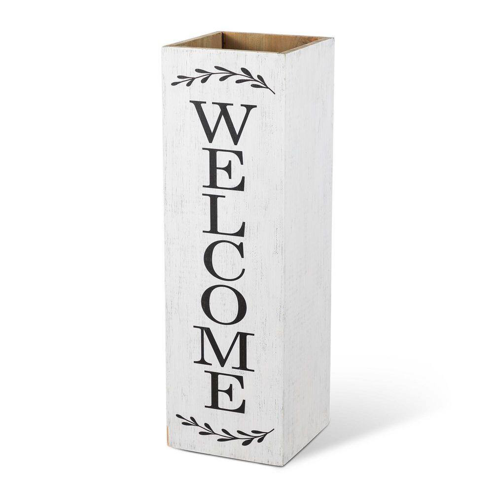 24 In. H Double Sided Solid Wood White Boxed “WELCOME PORCH” Porch Sign