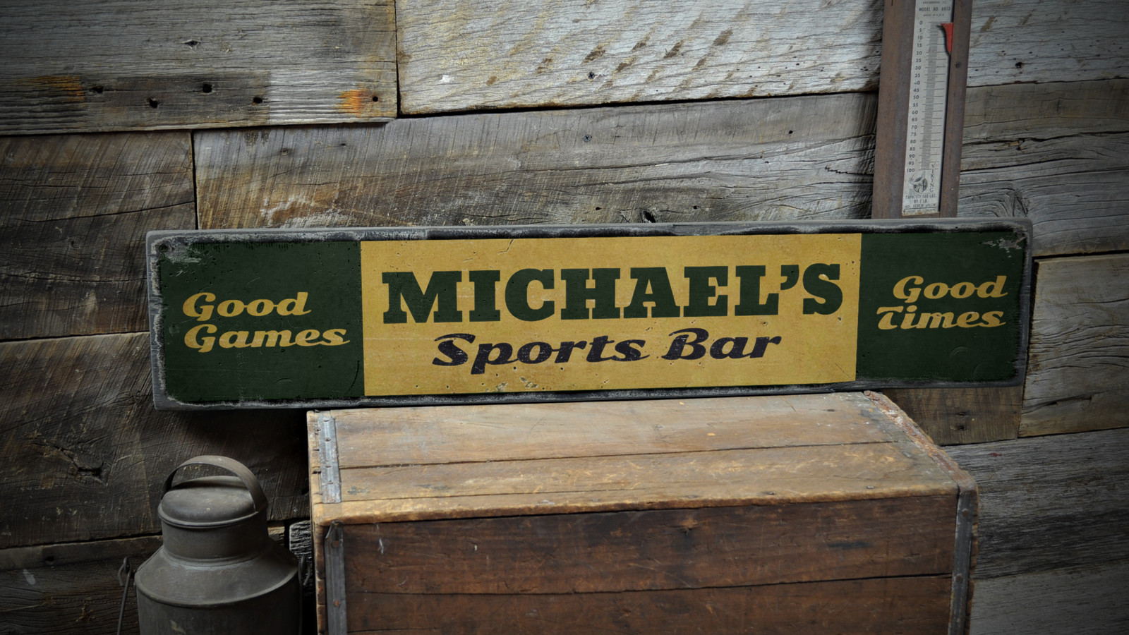 Custom Sports Bar Good Times Pub – Rustic Handmade Vintage Wood Sign