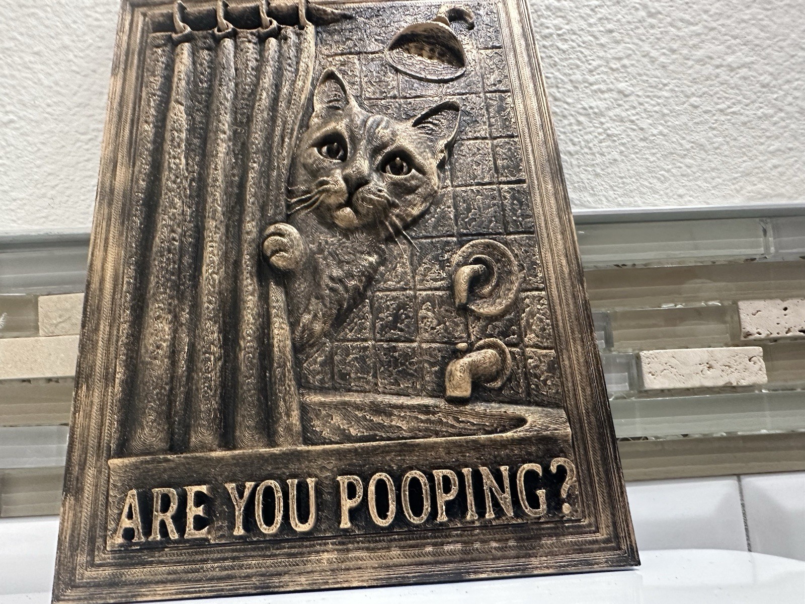 9” X 6.5” Funny Are You Pooping Cat Bathroom Sign Wall Art Home Decor 3d Hanging