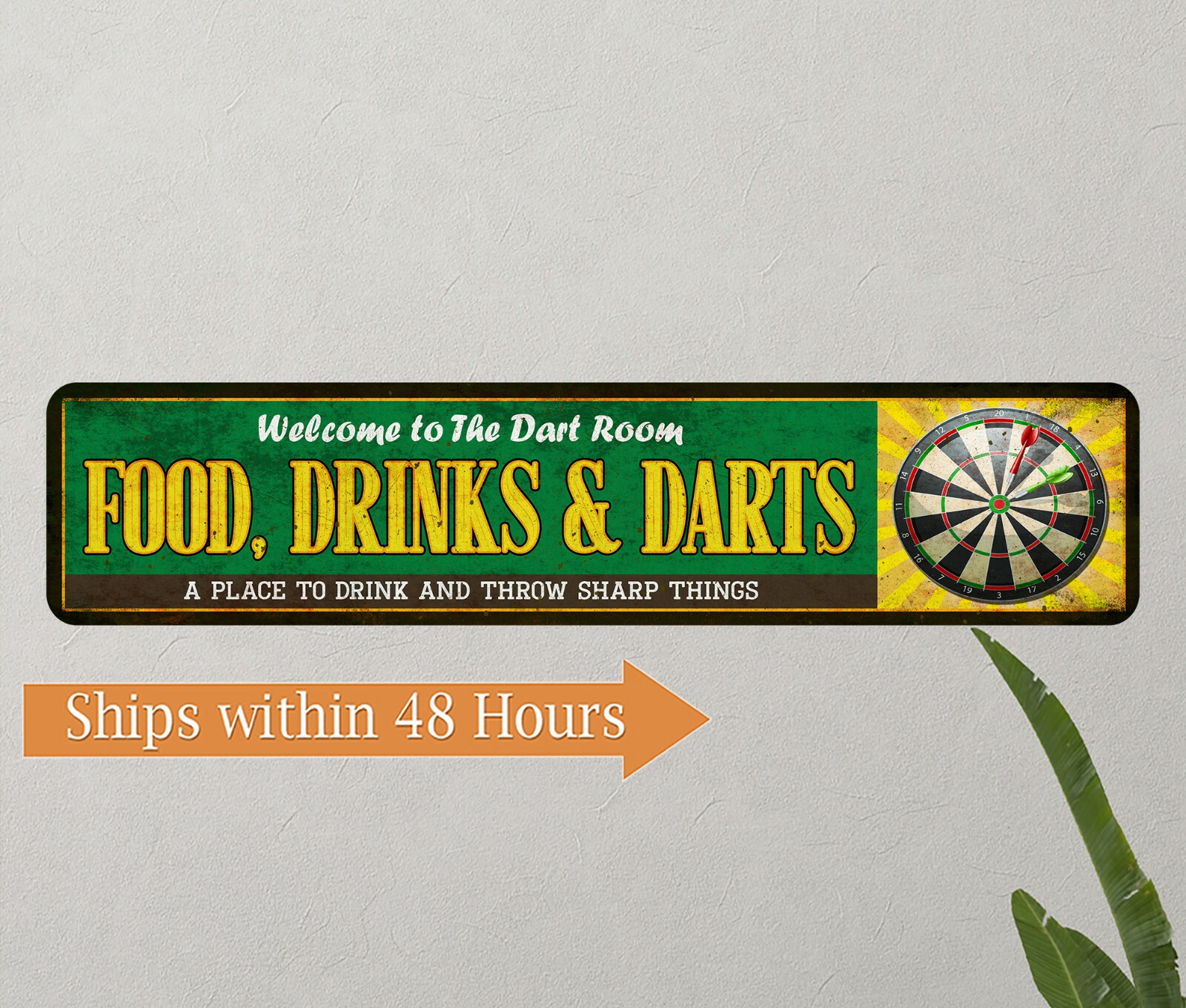 Dart Room Decor Sign Food Drinks Home Bar Game Room Board Gift 4×18 104182001002