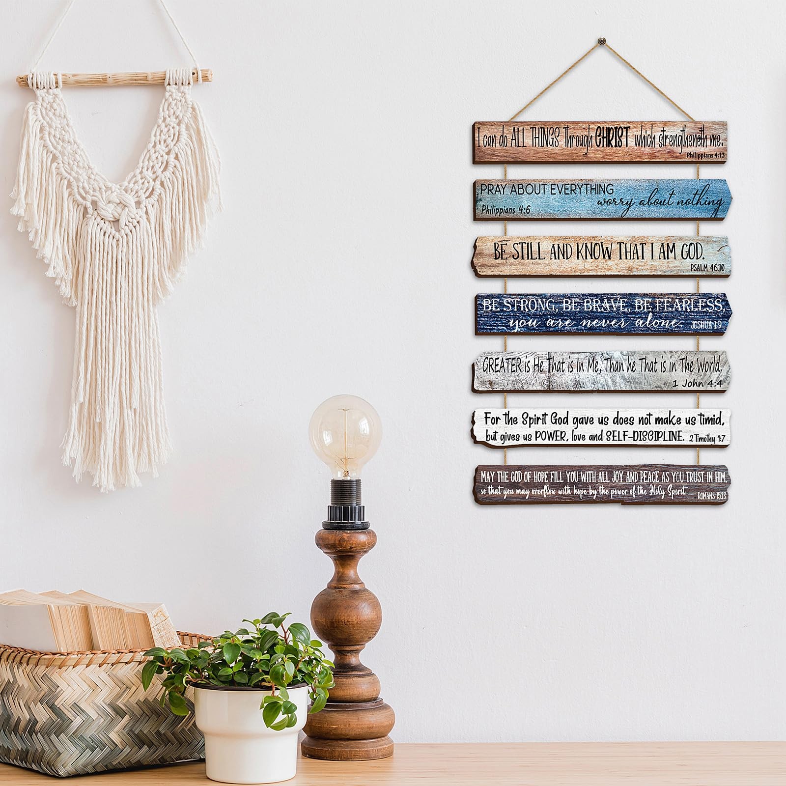 Christian Wall Art Gifts for Men – 7-tier Inspirational Wooden Bible Verses W…