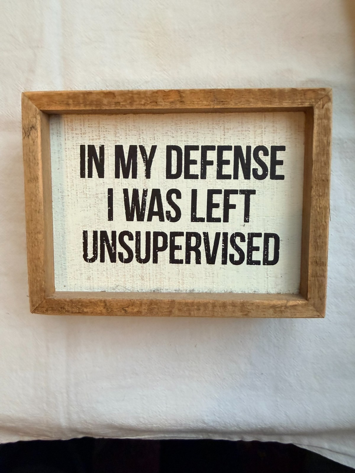 Farmhouse funny wood sign 6″ x 4.5″ x 1.5 ” deep in my defense i was left