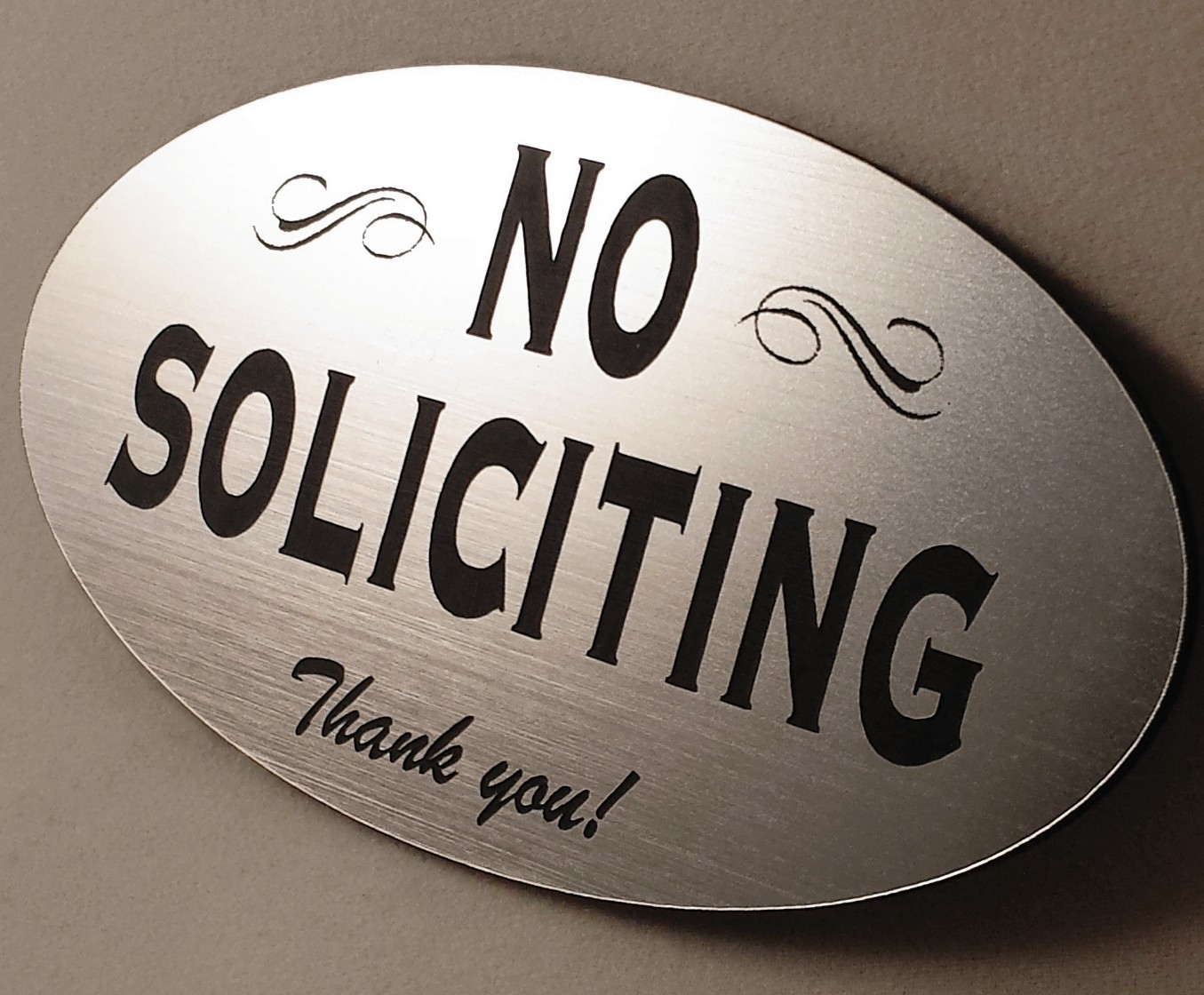 No Soliciting Home Door Plaque Sign – Laser engraved sign -Choose Color