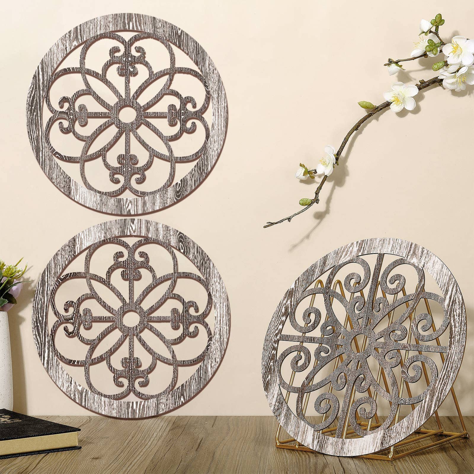 3 Pieces Thicken Rustic Wall Decor Farmhouse Wall Art Decor Wood Hanging Deco…