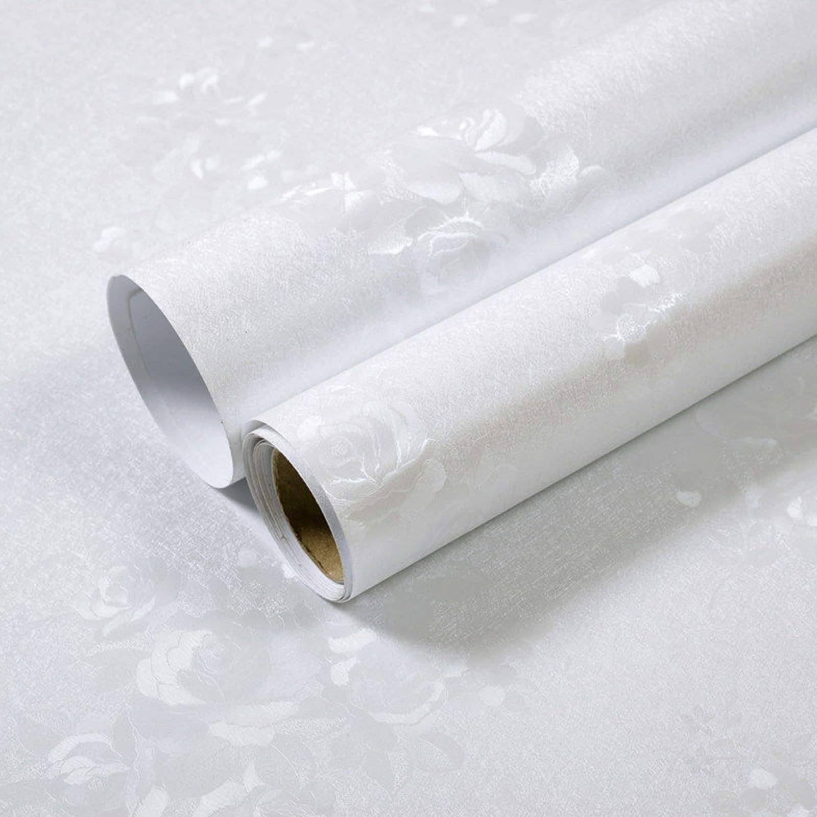 White Wallpaper Peel and Stick Contact Paper 17.3in x 118.1in Floral Embossed…