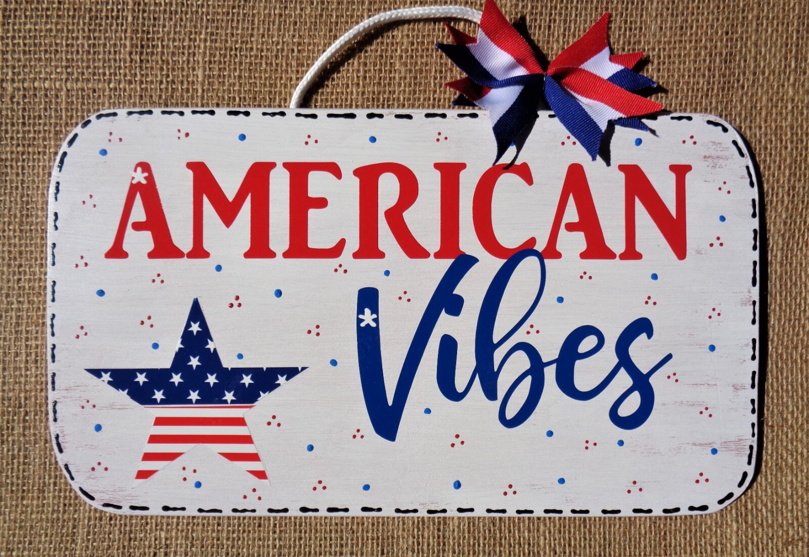 American Vibes AMERICANA SIGN Wall Art Hanger Plaque USA Patriotic Decor Wood