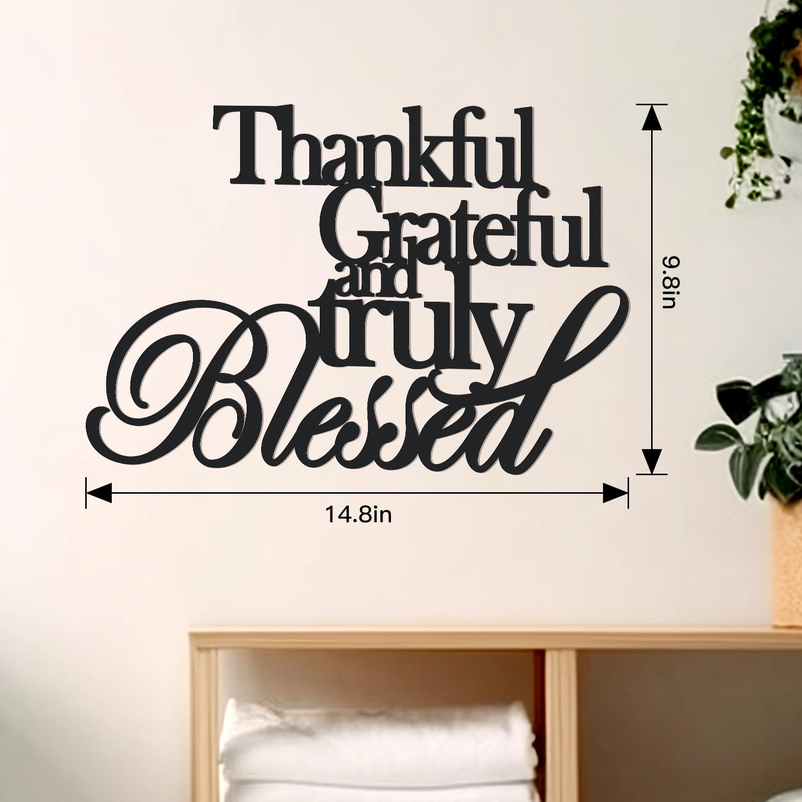 KOYILTD Classic Thankful Grateful Blessed Wall Decor – Medium style1, Black