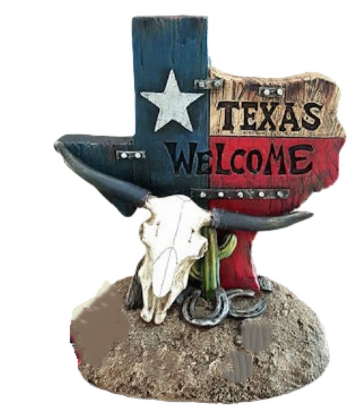 Texas Welcome Longhorn Skull Horseshoes Desktop 5×4 1/2x2in Rustic New Resin
