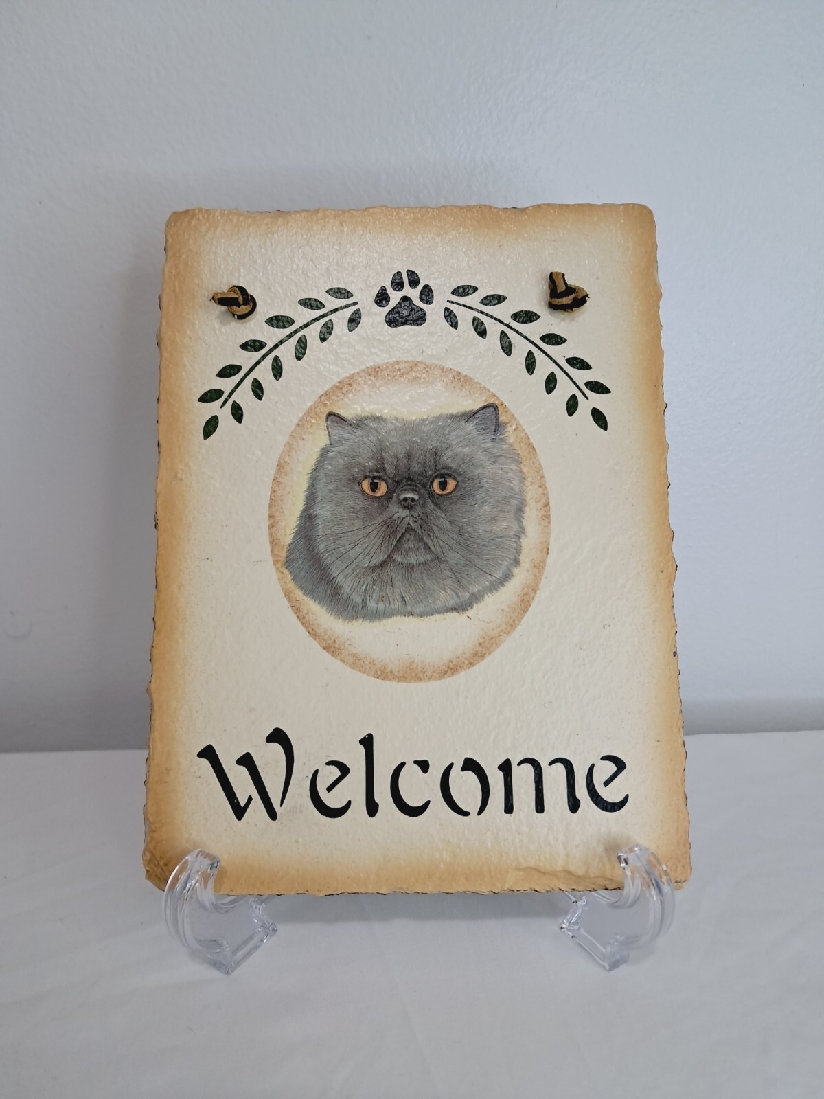 Persian Cat Welcome Sign Front Porch/Entryway Decor