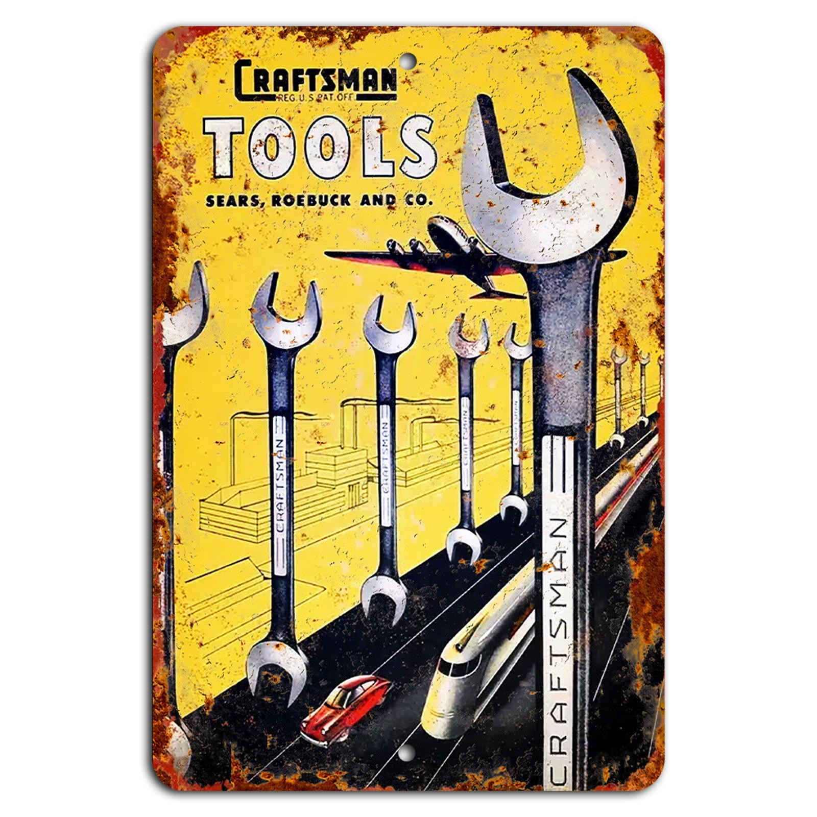 Vintage Craftsman Sign BanginPrints 1948 Aluminum Metal Tool Shop Decor