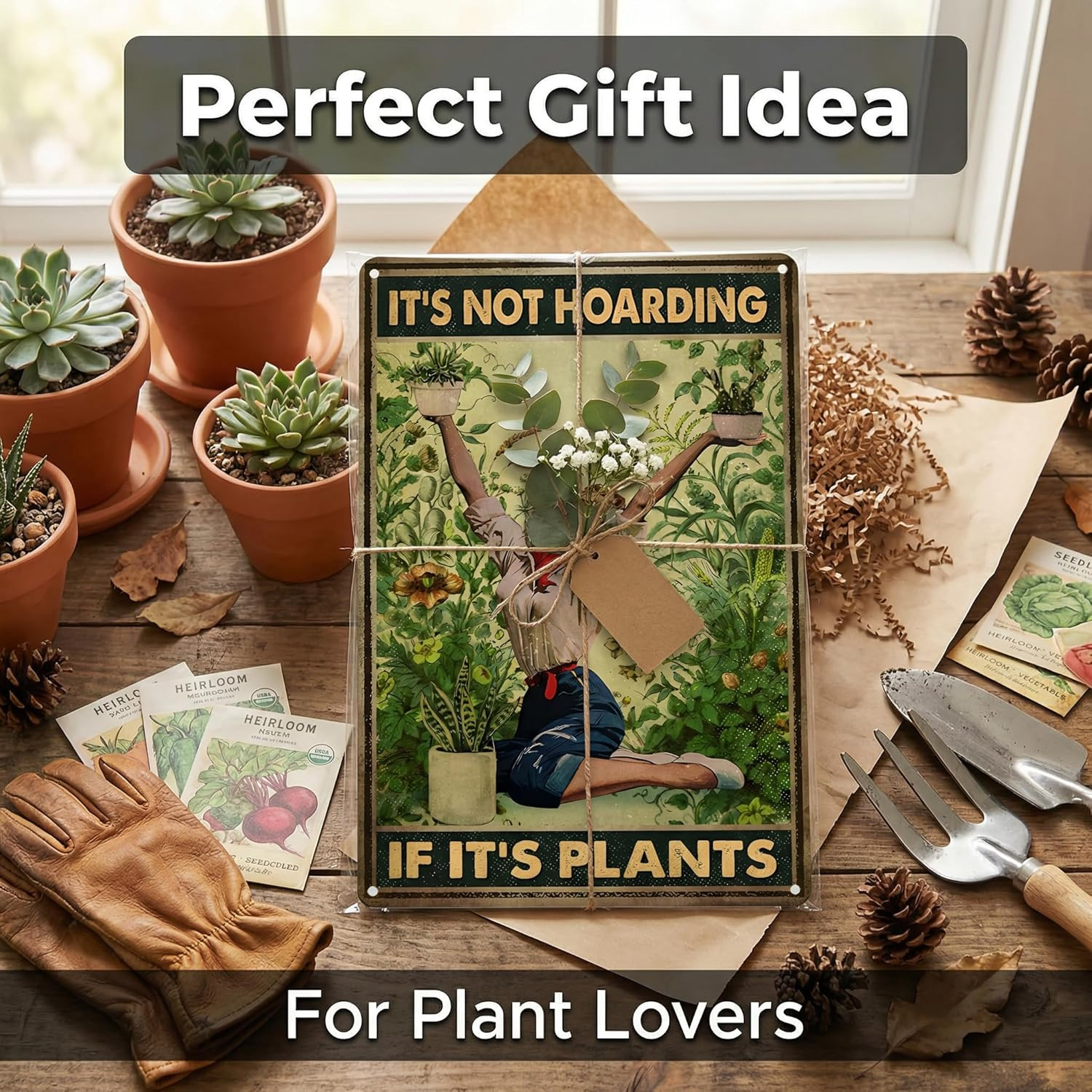 Gardening Gifts It’s Not Hoarding If It’s Plants Vintage Garden Signs for Hom…