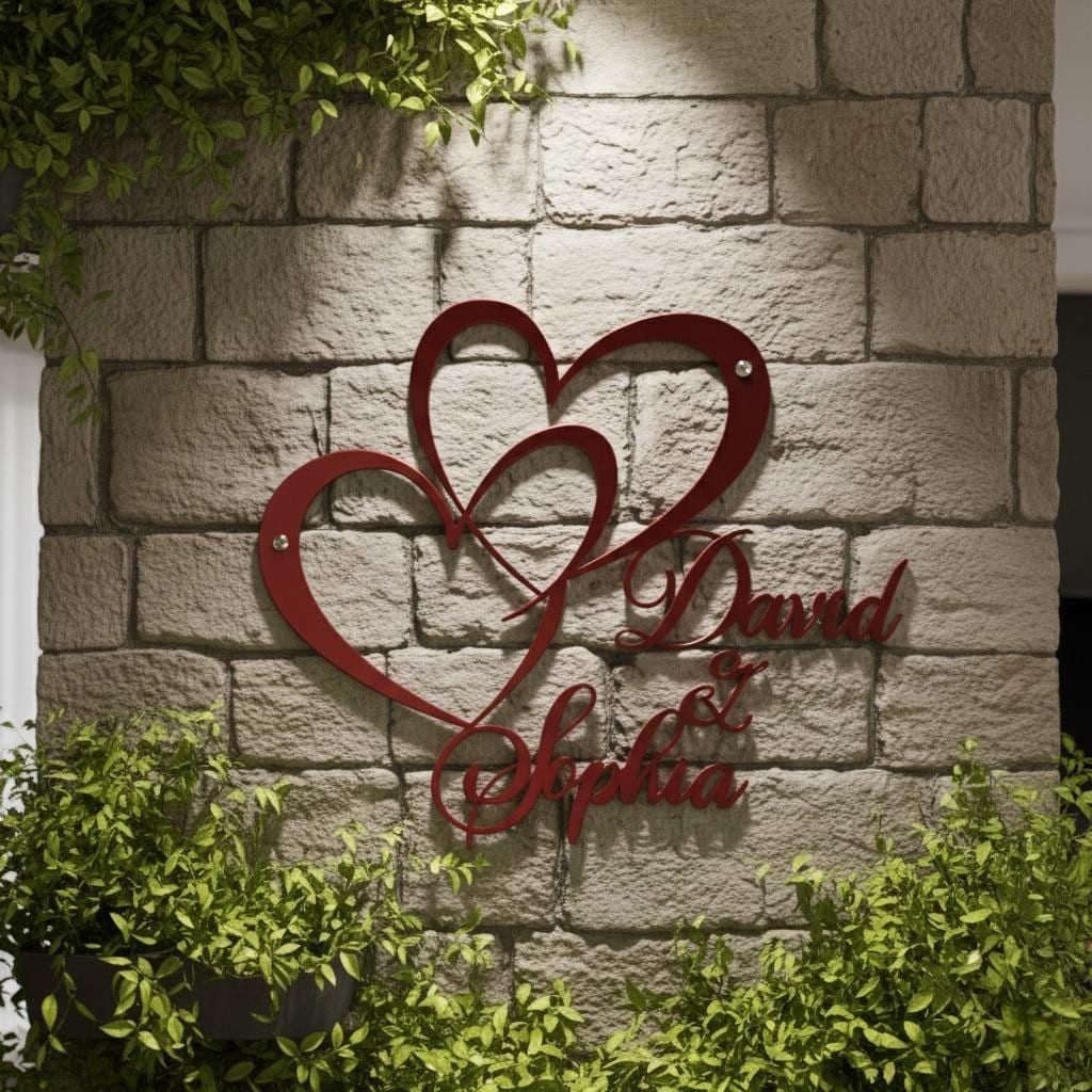 Custom Infinity Heart Name Metal Sign Personalized Couple Decor