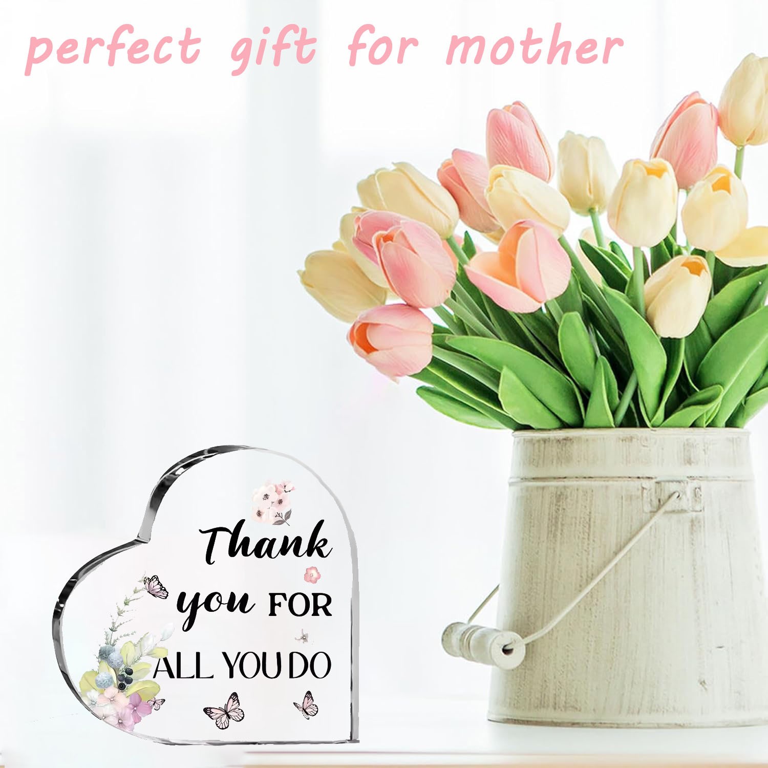 Thank You For All You Do Acrylic Heart Plaque Appreciation Easter Decoration
