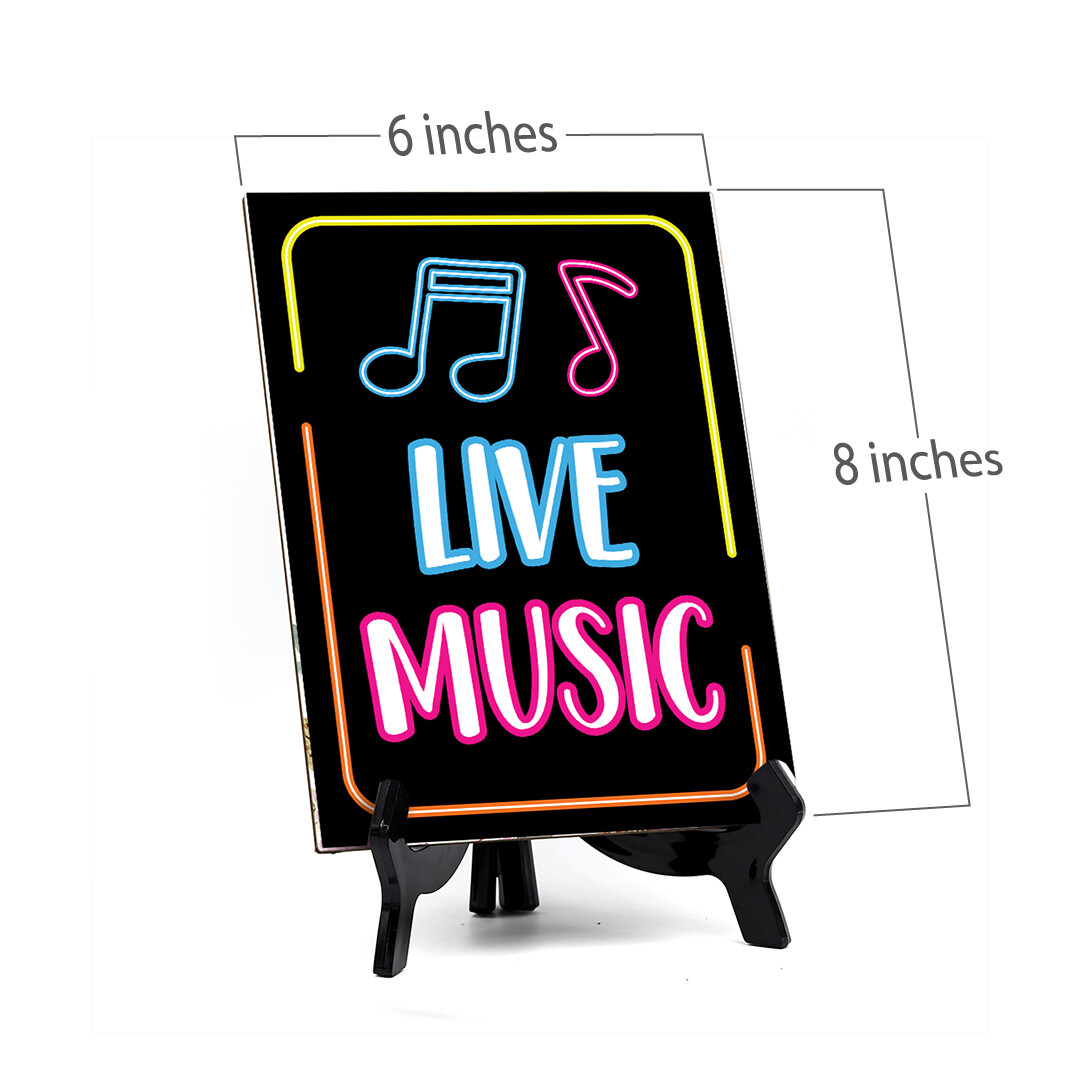 Signs ByLITA Live Music Table Sign with Acrylic Stand (6×8“)