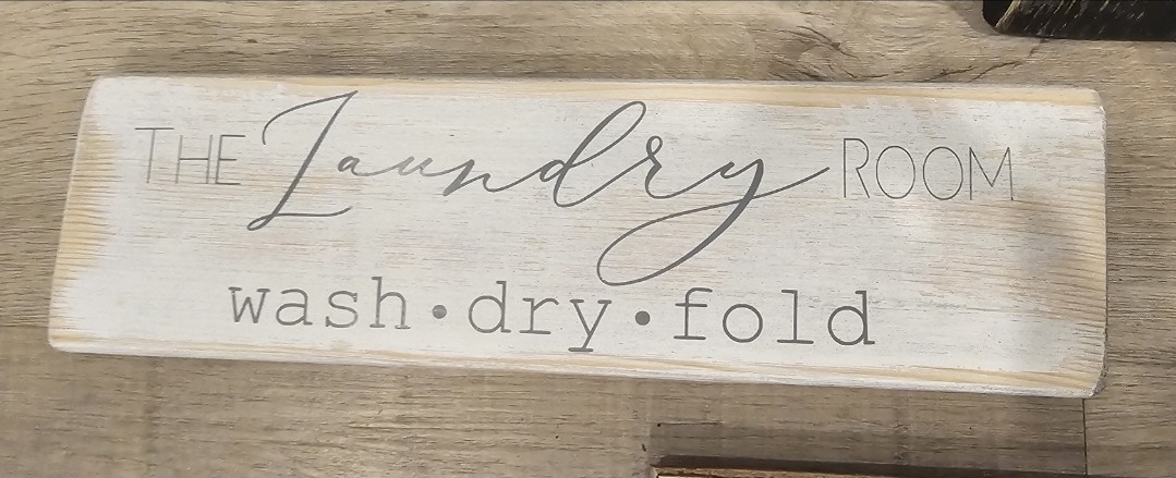 White Farmhouse Wooden Sign Wall Art Decor for Home “Laundry”
