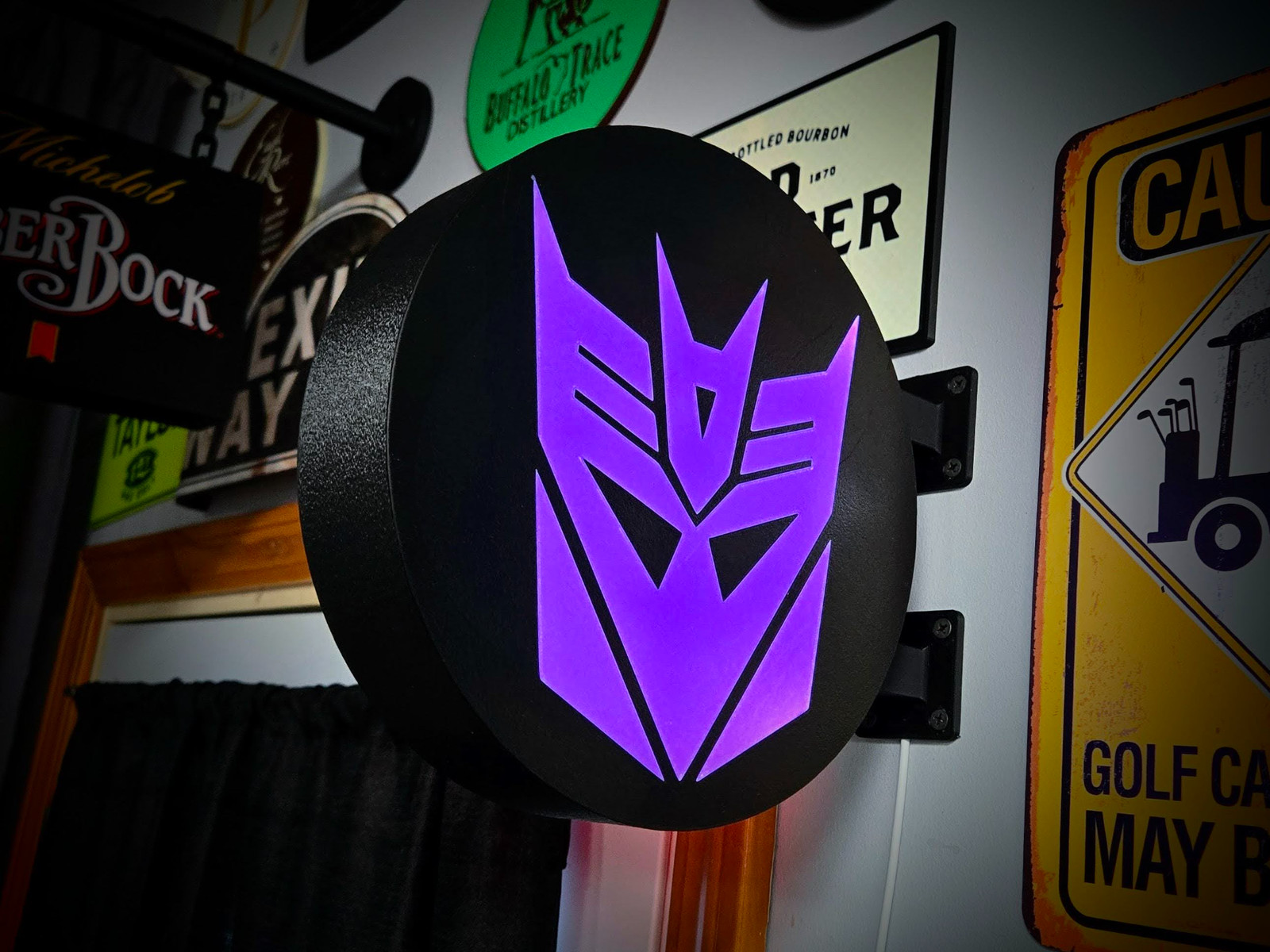 Decepticon Transformers LED Lightbox Sign 3D Printed Round Wall Mount Man Cave