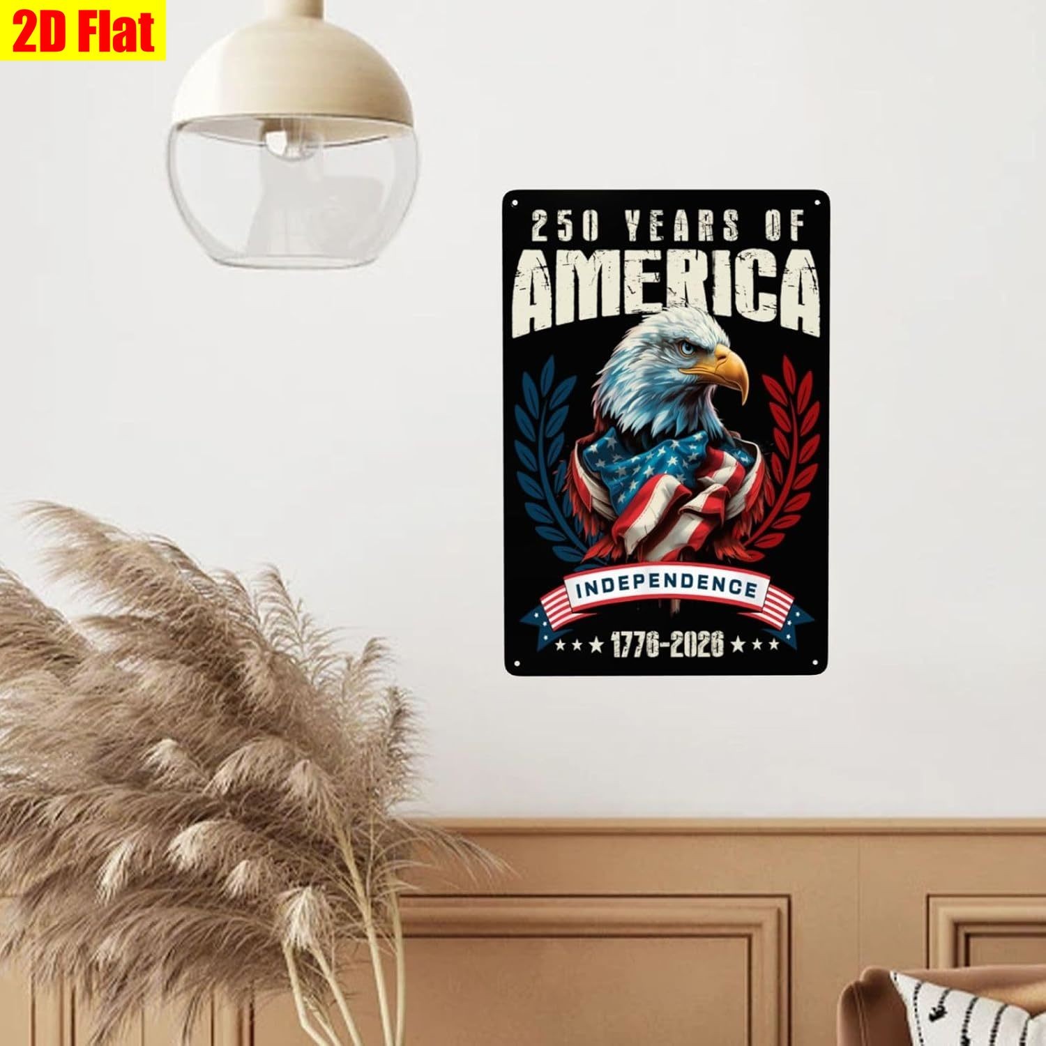 Retro 250 Years of America Metal Sign 4th of July Patriotic Independence Decor