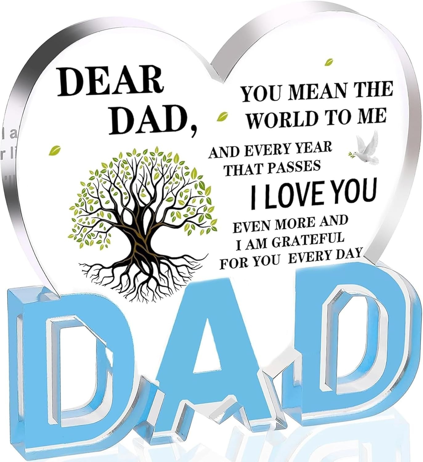 Dad Gifts Acrylic Heart Plaque 3.9×3.7in Fathers Day Birthday Thank You Gift