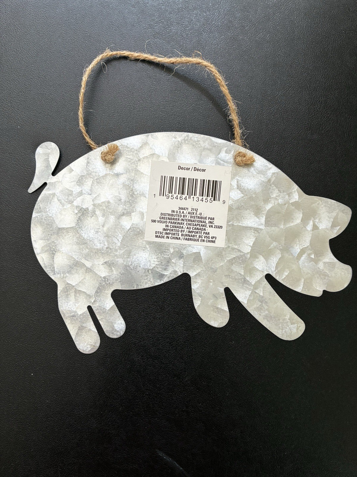 Set of 3 Galvanized Metal Farm Animal Wall Decor