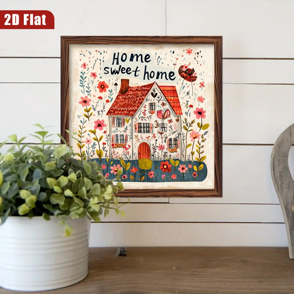 Rustic “Home Sweet Home” Wooden Sign Bohemian Wall Decor for Bedroom Entryway