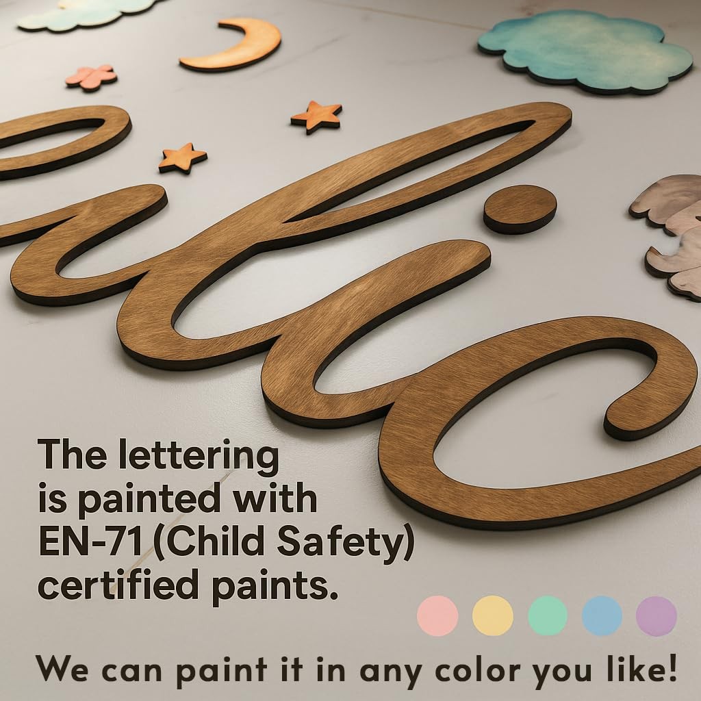 Custom Nursery Name Sign – Personalized 3D Wooden Wall Art for Kids Bedroom
