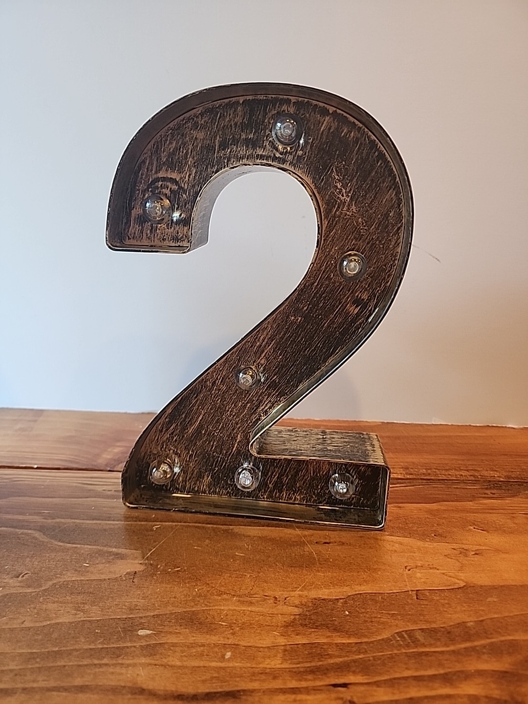 Golden Black Led Marquee Number Industrial Vintage Style Number 2 Decor EUC