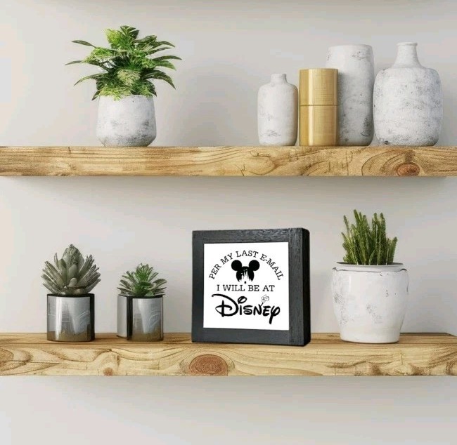 Disney Black Wooden Box Farmhouse Wood Sign Home Desk Decor New Email & Disney