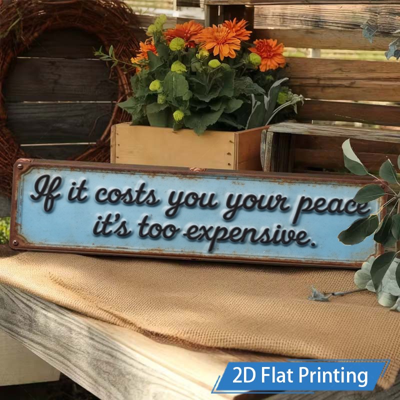 Peace Quote Cursive Metal Sign Distressed Sky Blue Rustic Home Wall Decor Plaque