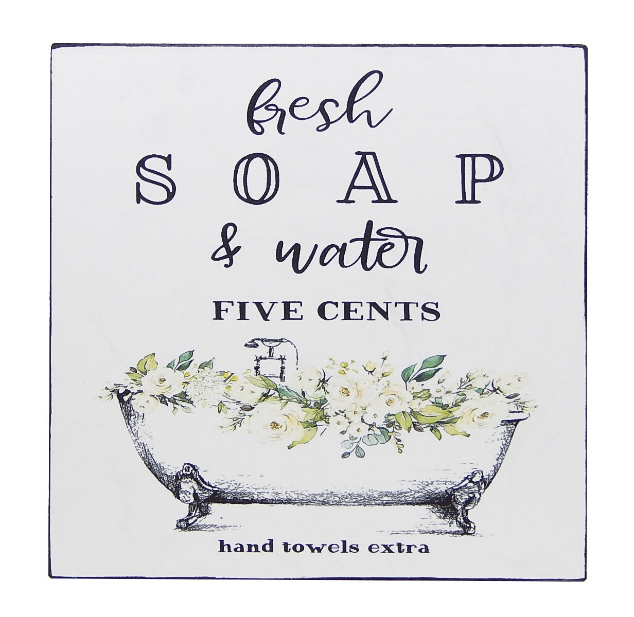 Fresh Soap & Water Bathroom Toilet Sign Shelf Sitter Wall Art Decor Print 5″x5″